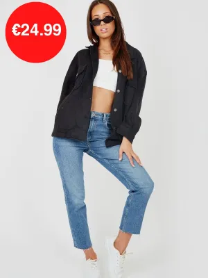 Black Button Shirt Jacket