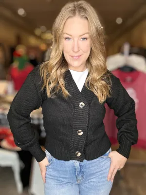 Black Buttoned Sweater Cardigan