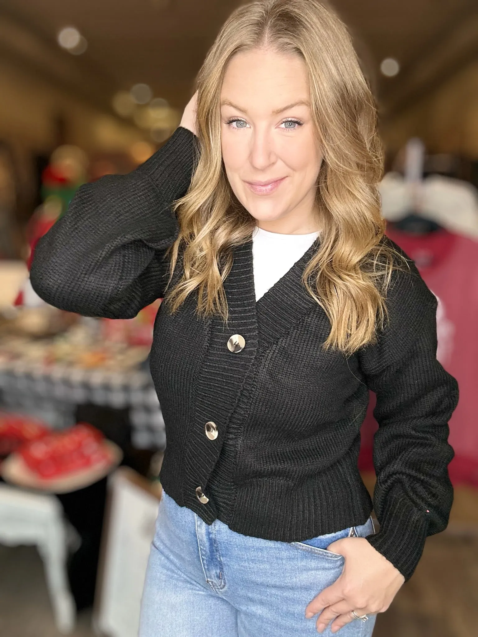 Black Buttoned Sweater Cardigan