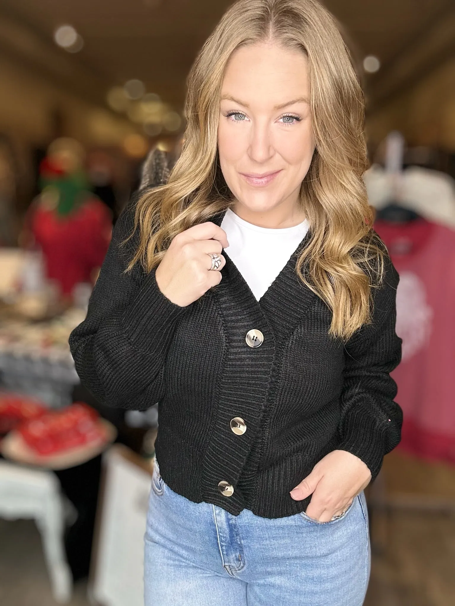 Black Buttoned Sweater Cardigan