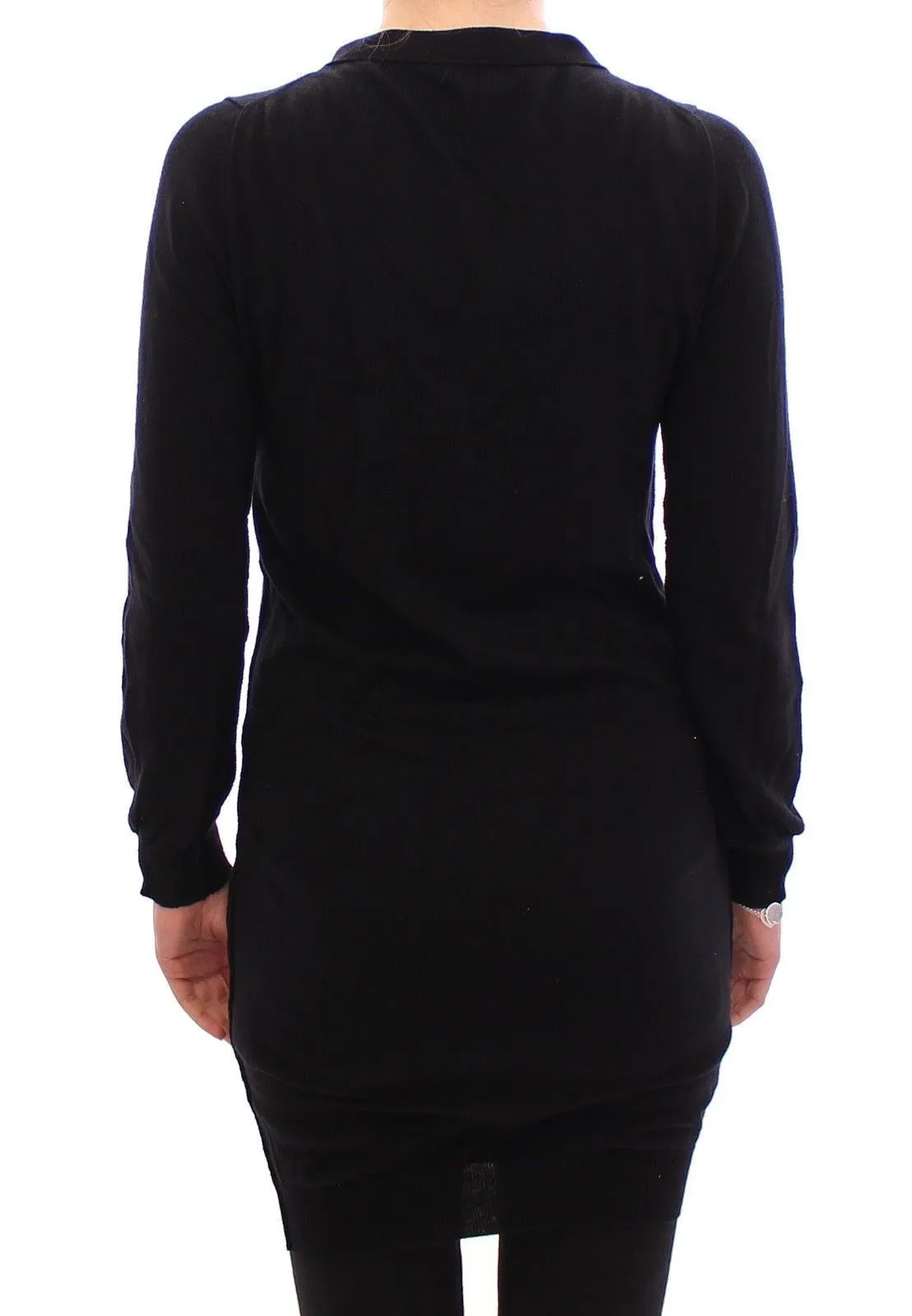 Black Cotton Long Cardigan Sweater Top