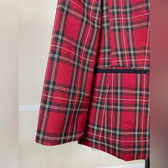 Black Label by Evan Picone Red Plaid Blazer Preppy Academia Clueless 90’s Plaid