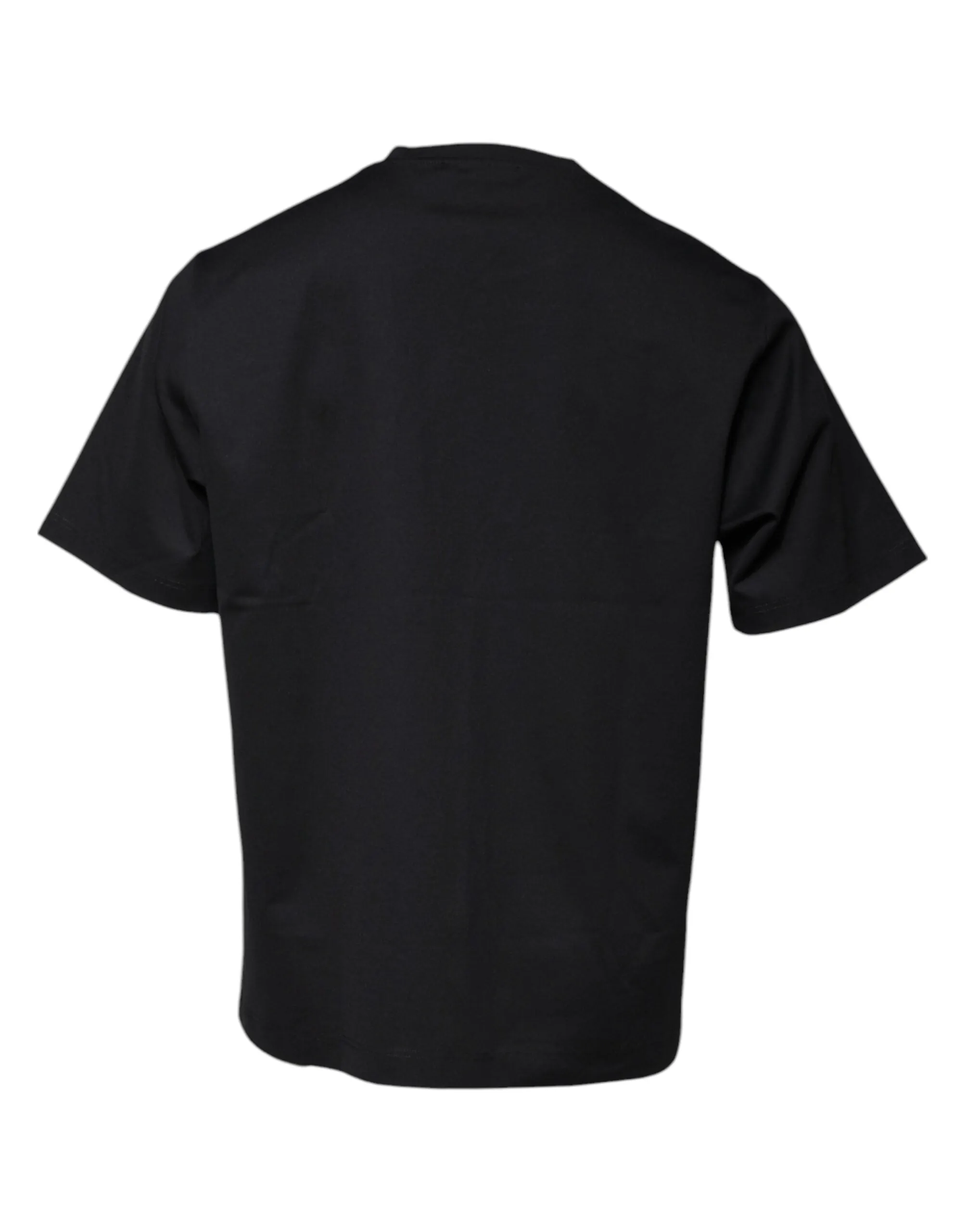 Black Logo Monogram Cotton Crew Neck T-shirt