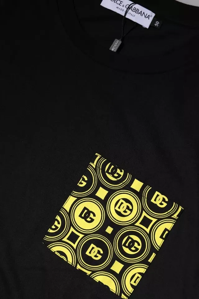 Black Logo Print Cotton Short Sleeves T-shirt
