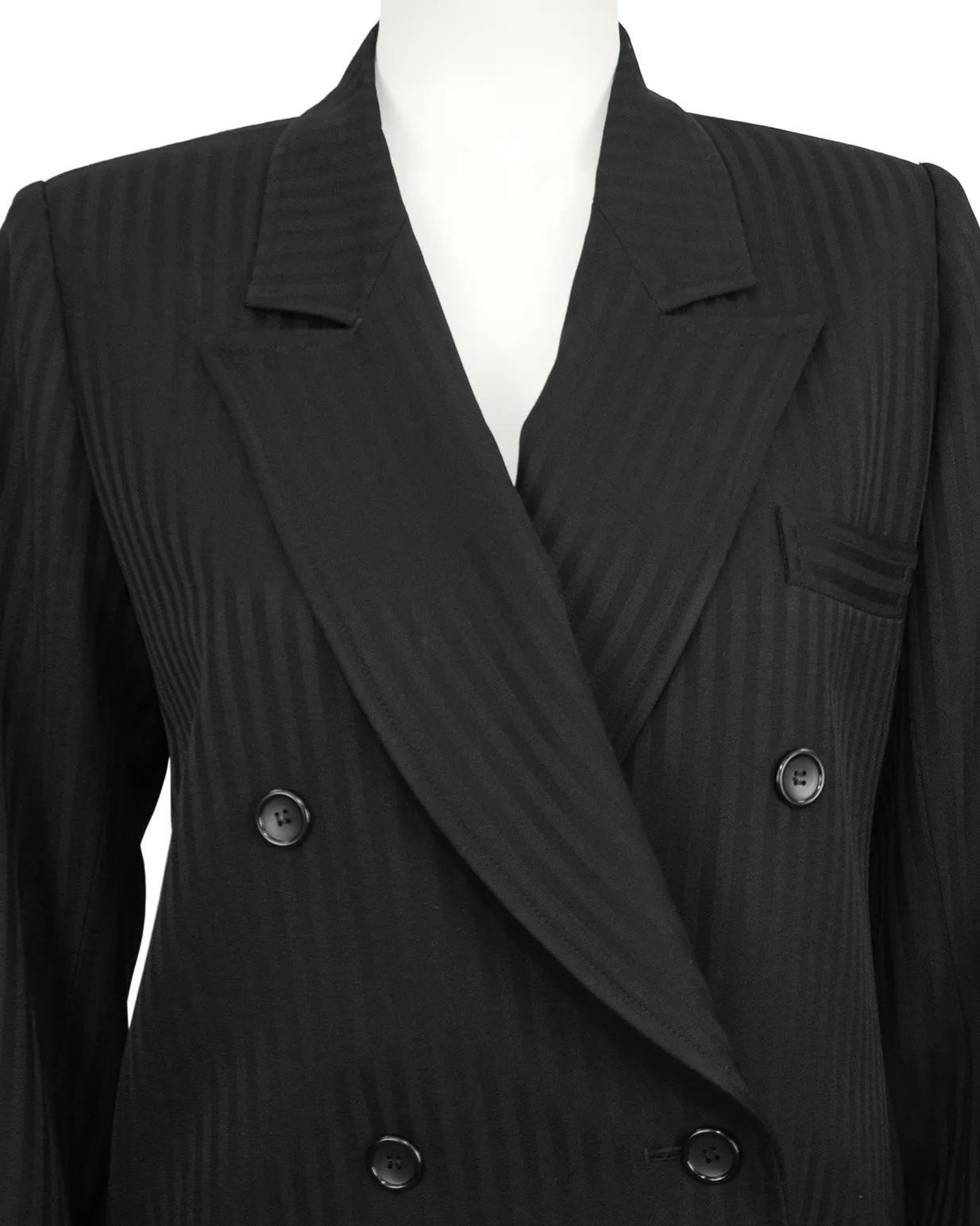 Black Pinstripe Double Breasted Skirt Suit