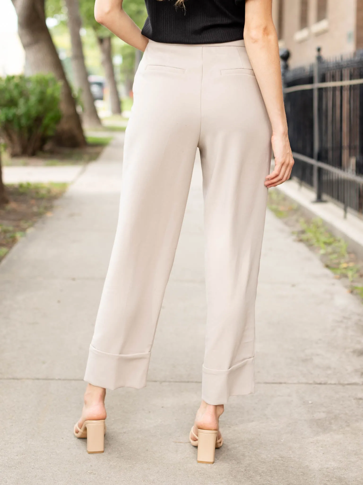 Black Tape Cuffed Straight Leg Pant