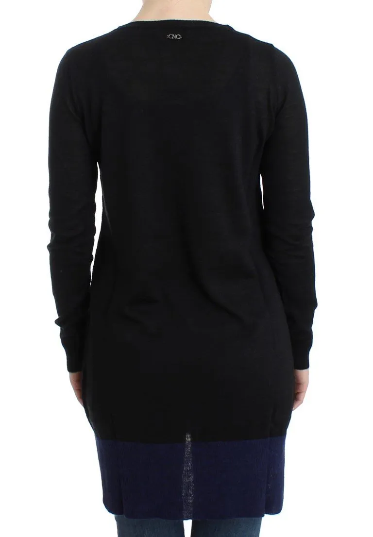 Black V-neck lightweight sweater