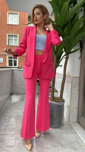 Blazer & Broek Combi voor dames | Fuchsia        valt klein