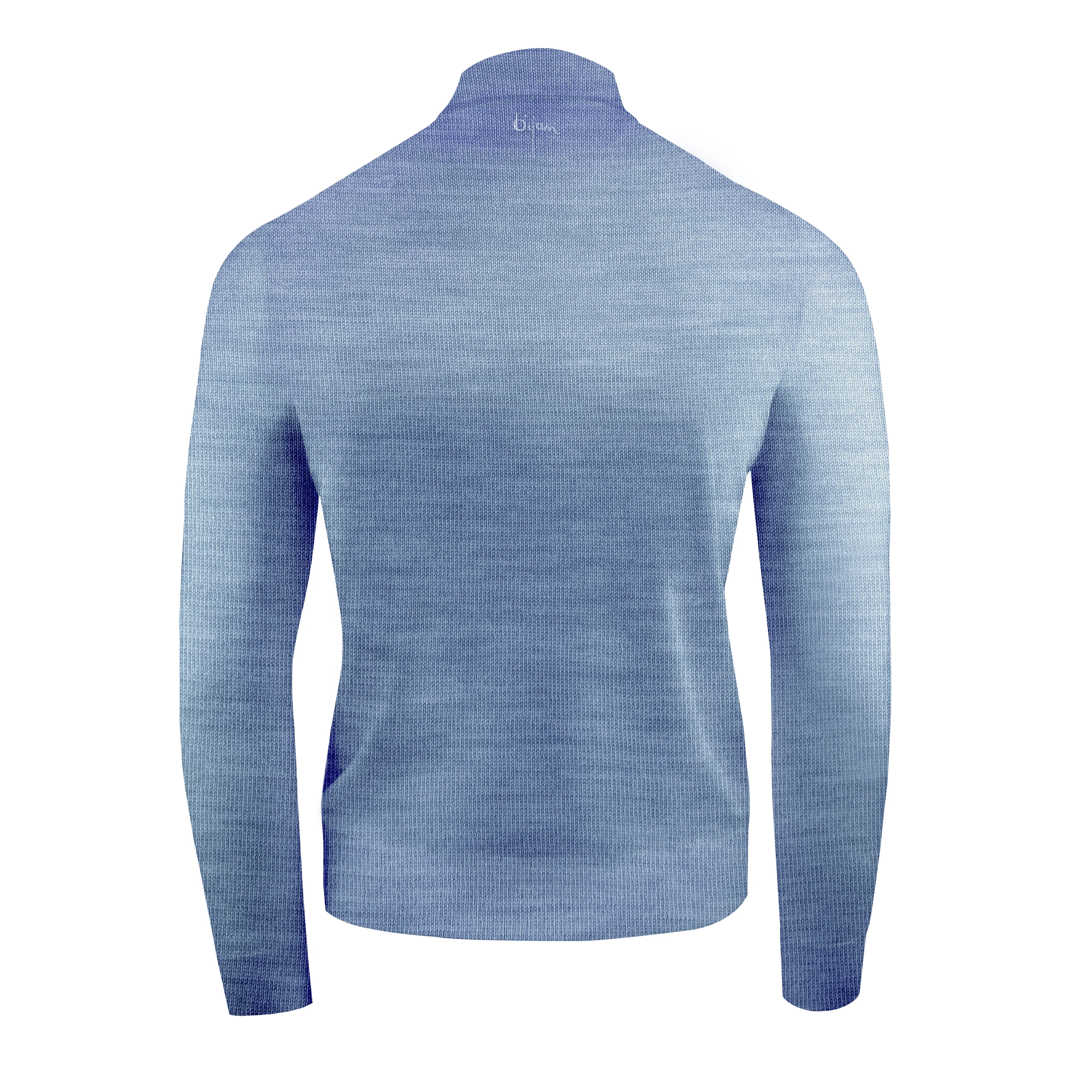 Blue Cashmere and Silk Mock Neck Sweater