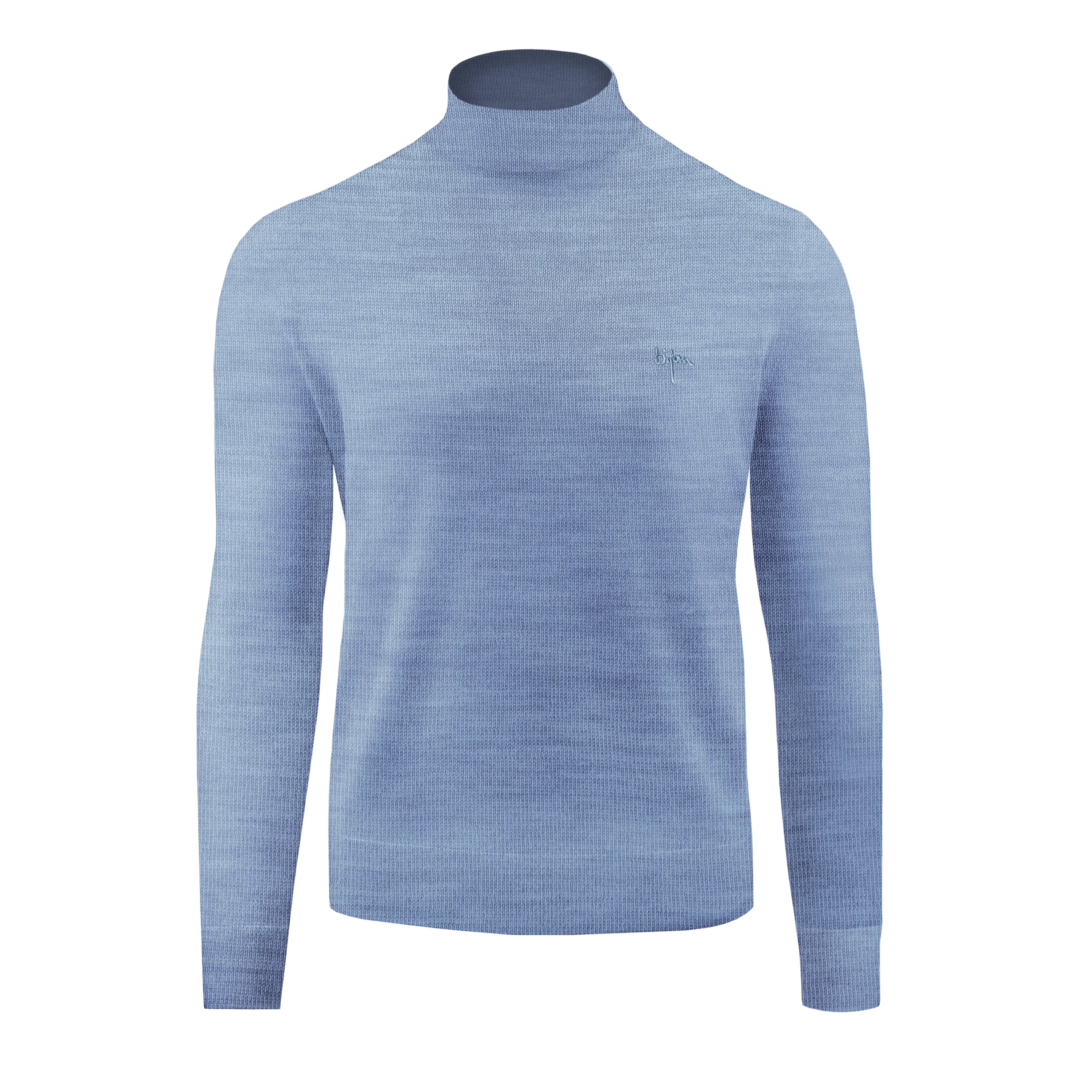 Blue Cashmere and Silk Mock Neck Sweater