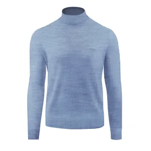 Blue Cashmere and Silk Mock Neck Sweater