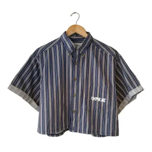 Blue Stripes Cropped Button-up