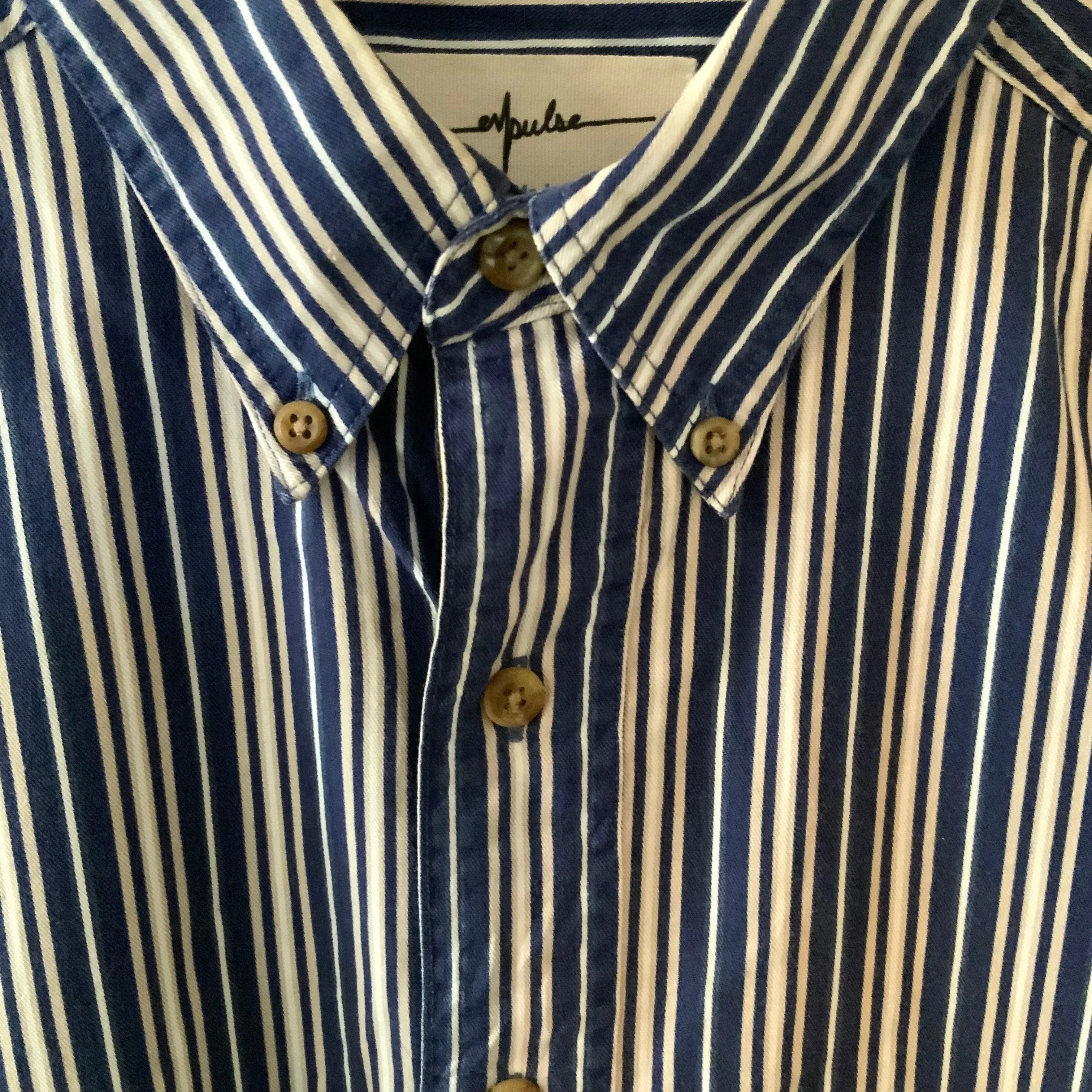 Blue Stripes Cropped Button-up