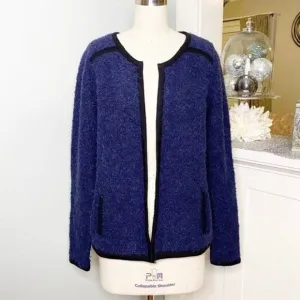 Boden Navy &amp; Black Boucle Sweater Jacket