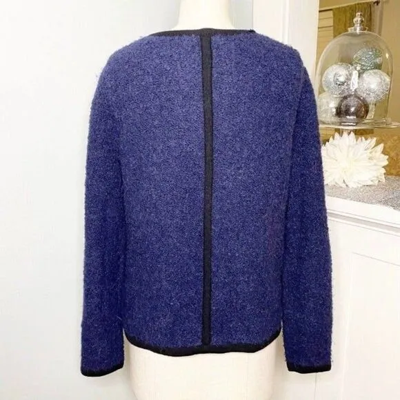 Boden Navy &amp; Black Boucle Sweater Jacket