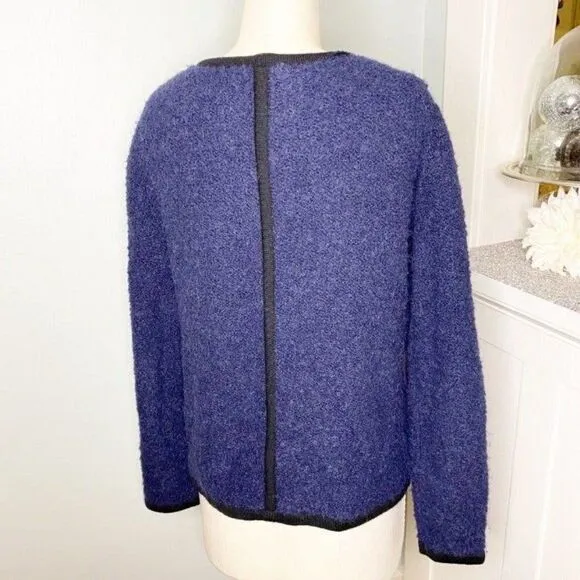 Boden Navy &amp; Black Boucle Sweater Jacket