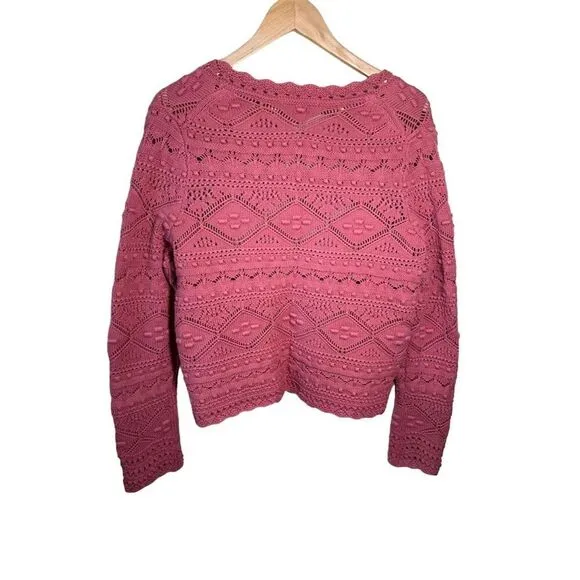 Boden Women's Salmon Pink Claudia Textured Knit Cardigan Sweater Size 8