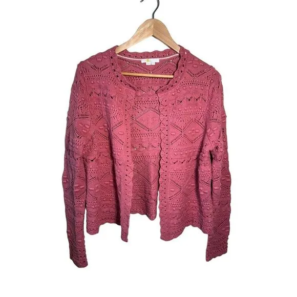 Boden Women's Salmon Pink Claudia Textured Knit Cardigan Sweater Size 8