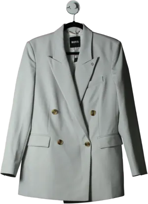 BOSS Grey Jaleto Double-breasted Blazer UK 10