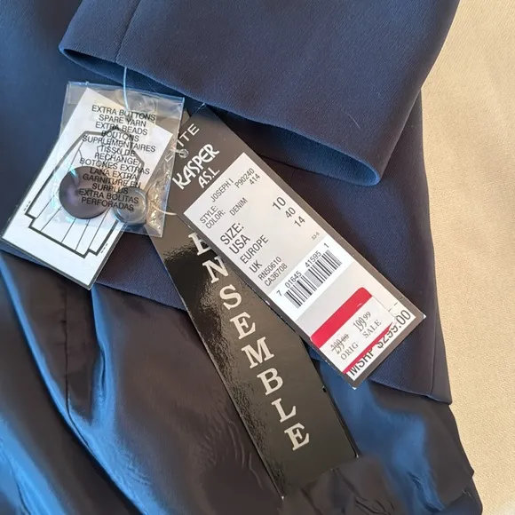 Brand New Kasper Double Breasted Slate Blue/Gray Blazer