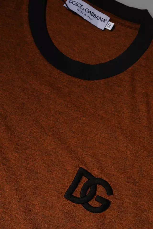 Brown DG Logo Polyester Crew Neck T-shirt