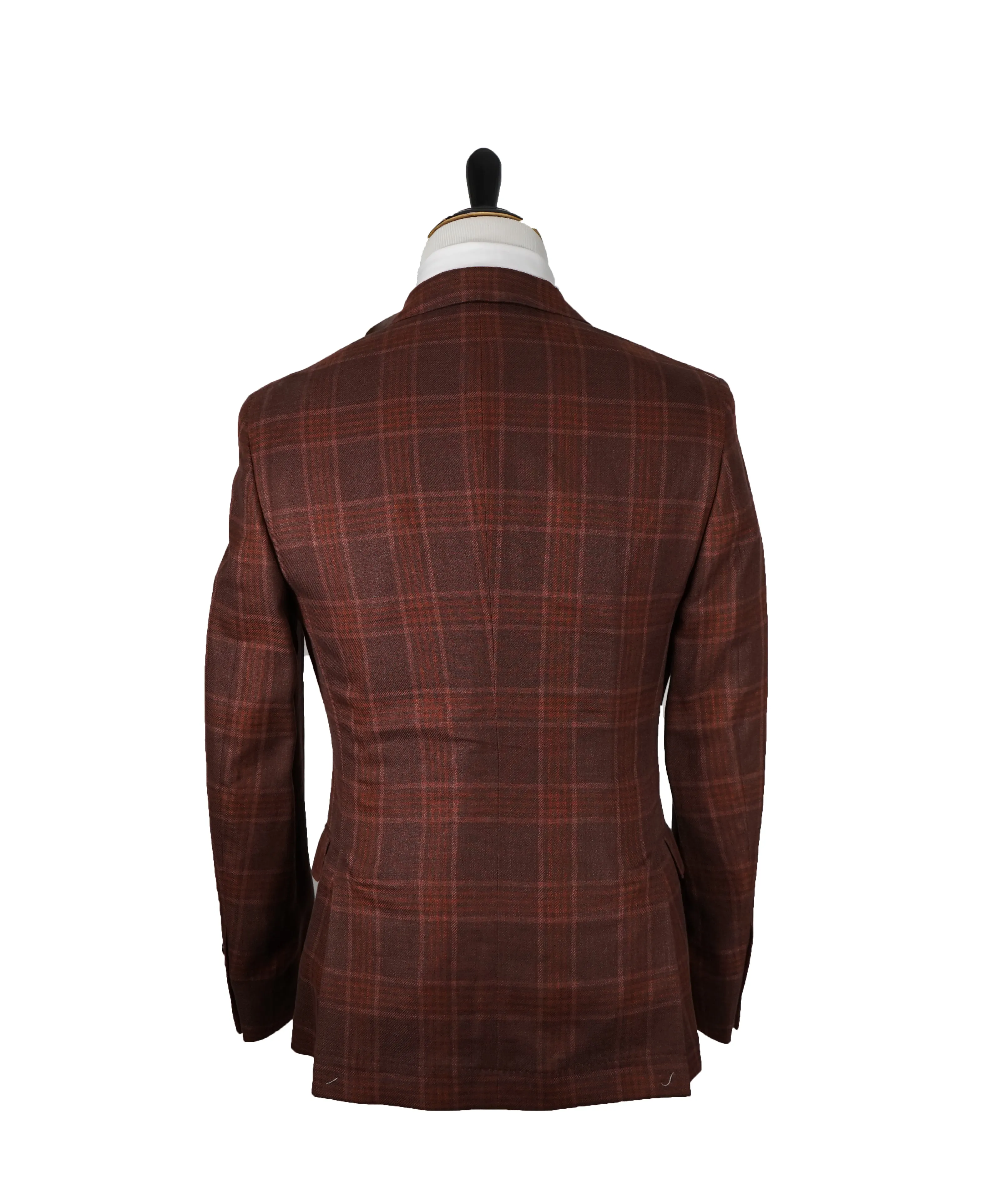 BRUNELLO CUCINELLI - Burgundy Check Double Breasted Blazer- 36R