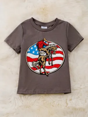 Buckin’ Bronc Rodeo Tee: Grey