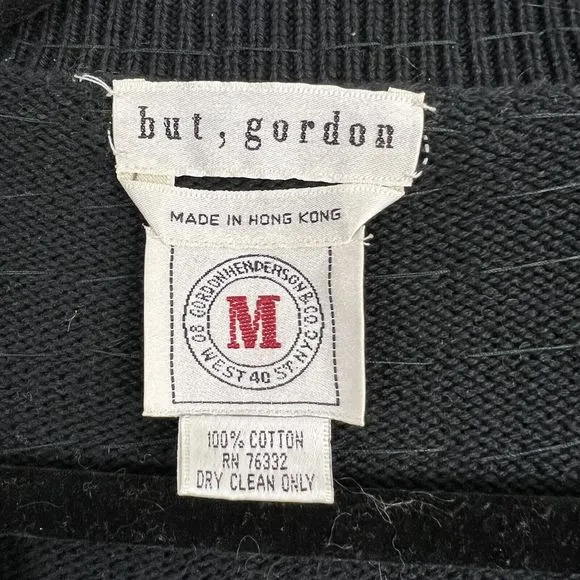 But, Gordon Vintage Cardigan Sweater Women’s S Black Cotton Big Sequins Artsy
