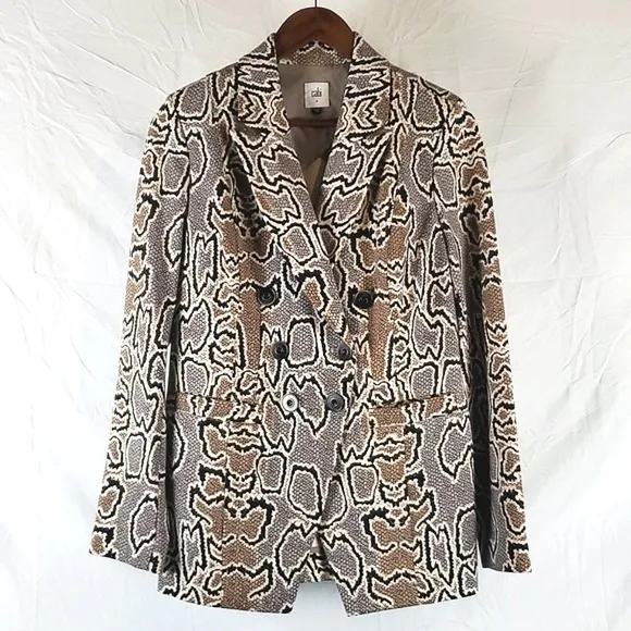 Cabi 3733 Python Snakeskin Print Double Breasted Blazer