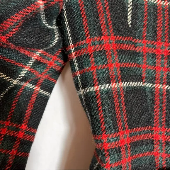 CAbi blazer pea coat double breasted black white red green plaid