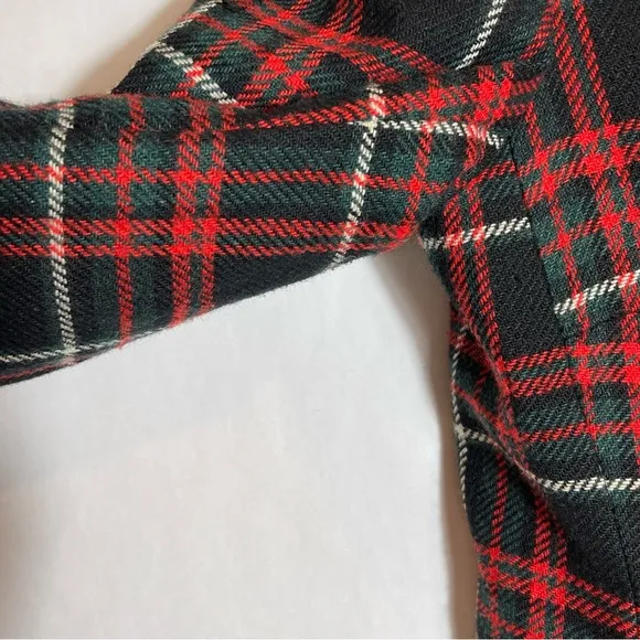CAbi blazer pea coat double breasted black white red green plaid