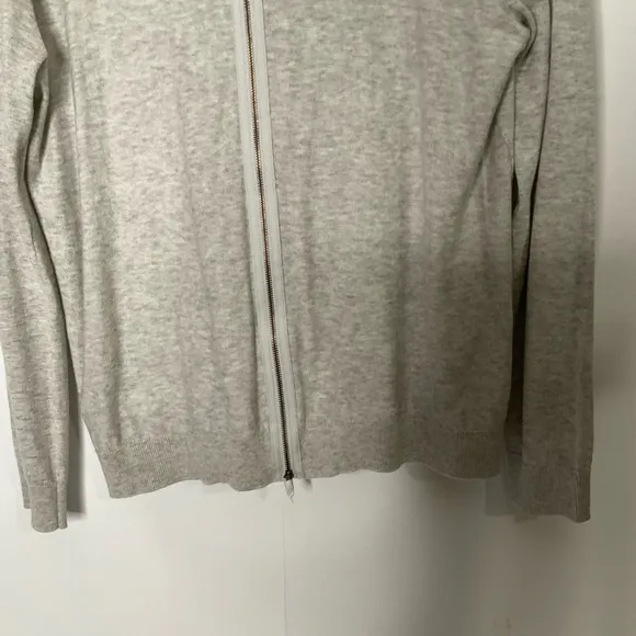 Cabi Grey Cobblestone Heather Grey Zip Back Cardigan Long Sleeve Sweater Size M