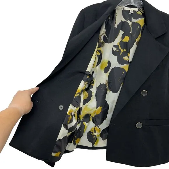 Cabi Luxe Tux leopard print lined double breasted women's jacket blazer size 4