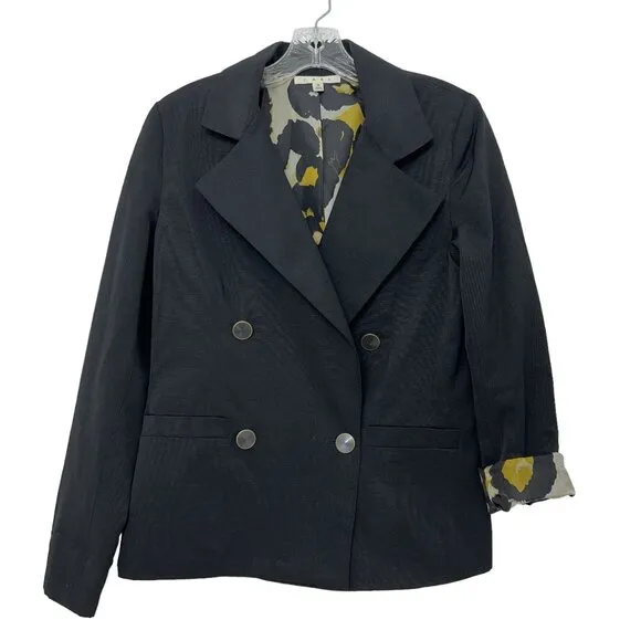 Cabi Luxe Tux leopard print lined double breasted women's jacket blazer size 4