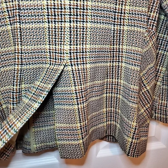 CAbi Pastime Brown and Yellow Houndstooth Plaid Blazer Jacket Sz 4