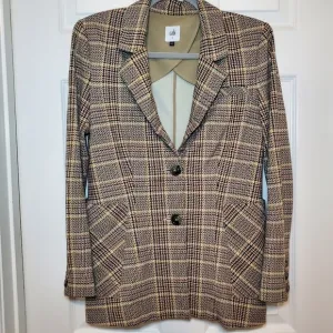CAbi Pastime Brown and Yellow Houndstooth Plaid Blazer Jacket Sz 4