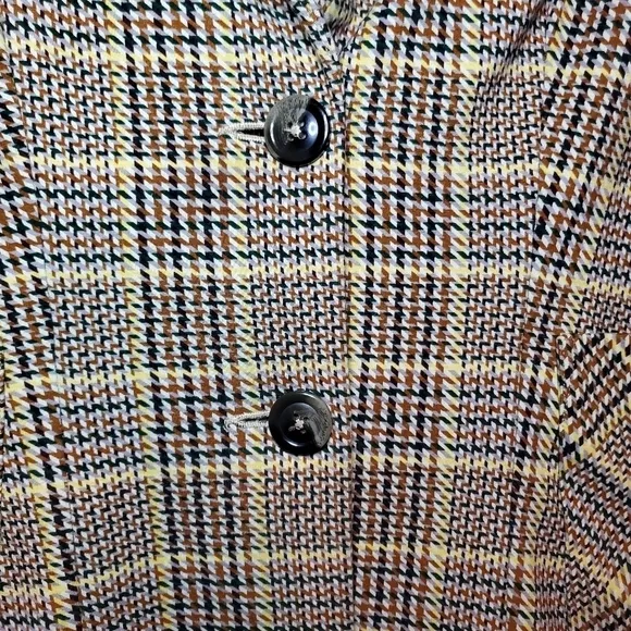 CAbi Pastime Brown and Yellow Houndstooth Plaid Blazer Jacket Sz 4