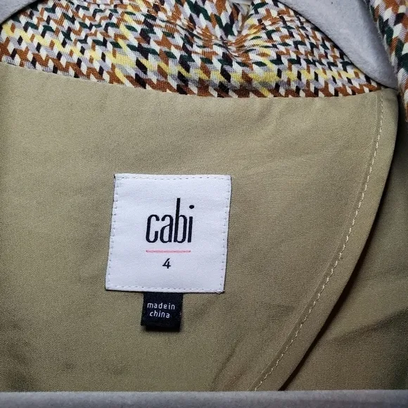 CAbi Pastime Brown and Yellow Houndstooth Plaid Blazer Jacket Sz 4