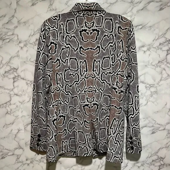 Cabi Python Snakeskin Animal Print Double Breasted Ponte Knit Blazer