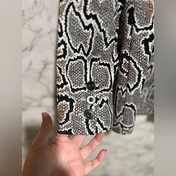 Cabi Python Snakeskin Animal Print Double Breasted Ponte Knit Blazer