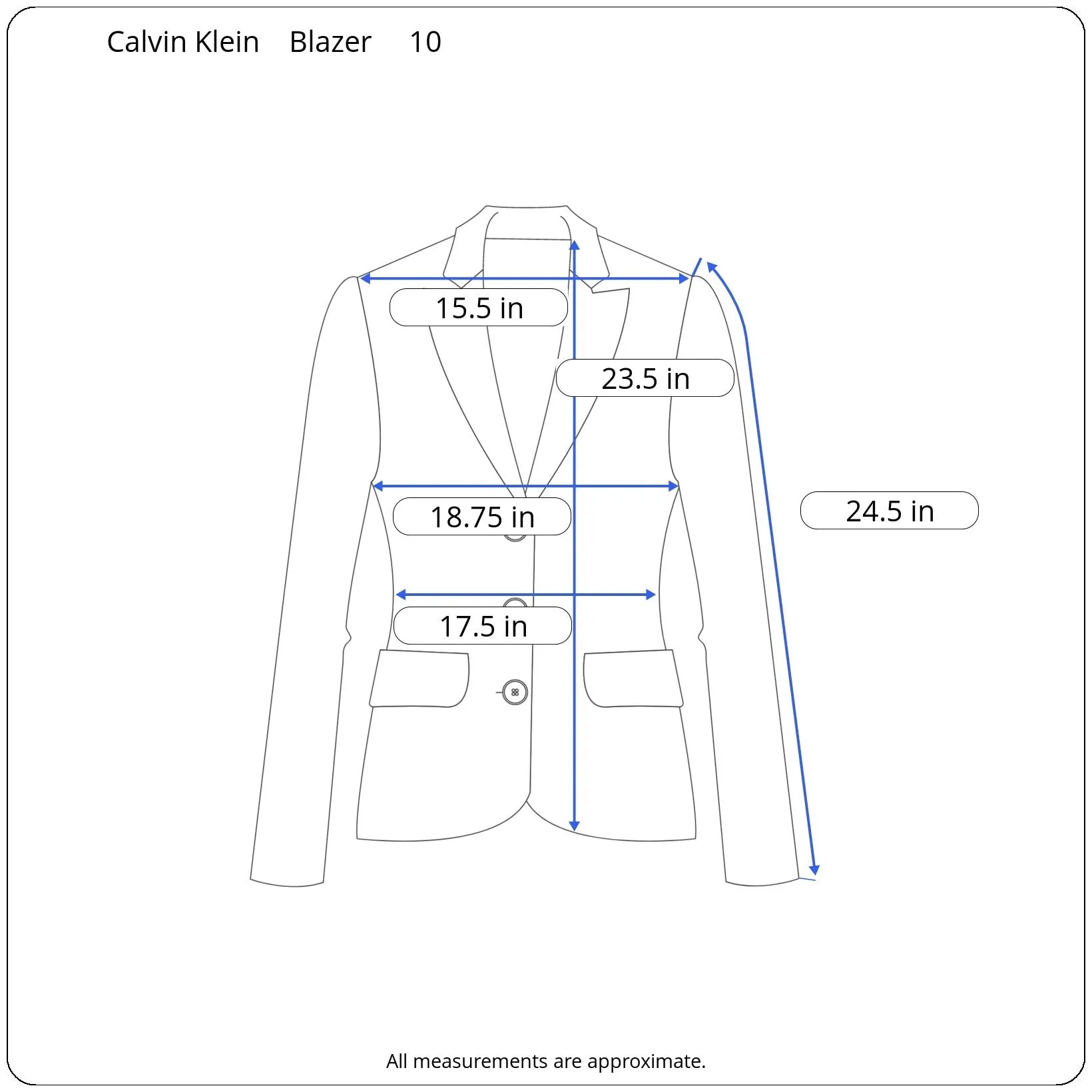 Calvin Klein Ivory White Two Button Blazer