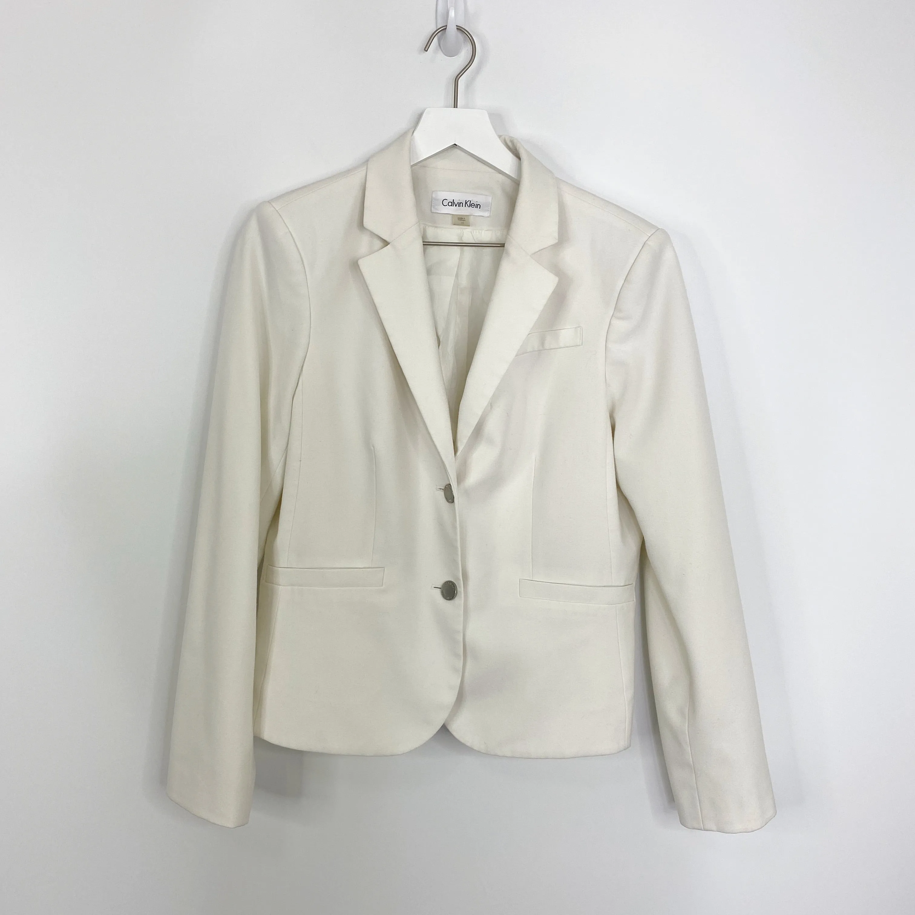 Calvin Klein Ivory White Two Button Blazer