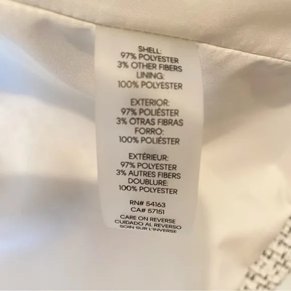Calvin Klein Open Front Collarless Cropped Blazer Cream/Black Size 10