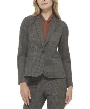 Calvin Klein Petite Plaid Single-Button Notched-Collar Blazer Jacket T27JZ224