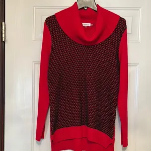 Calvin Klein Red and Black Cowl neck Lightweight Sweater -Size Medium