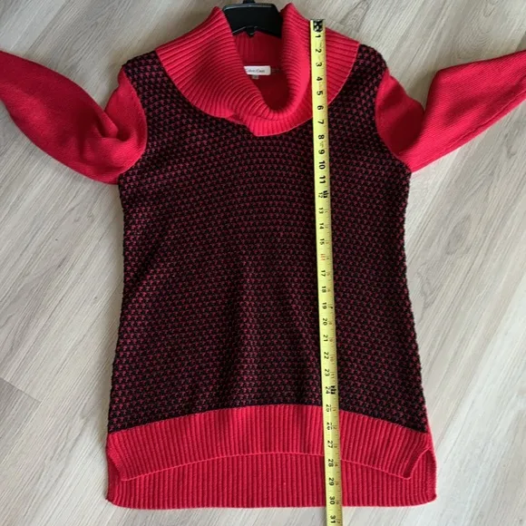 Calvin Klein Red and Black Cowl neck Lightweight Sweater -Size Medium