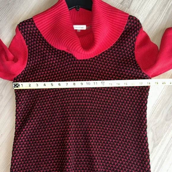 Calvin Klein Red and Black Cowl neck Lightweight Sweater -Size Medium