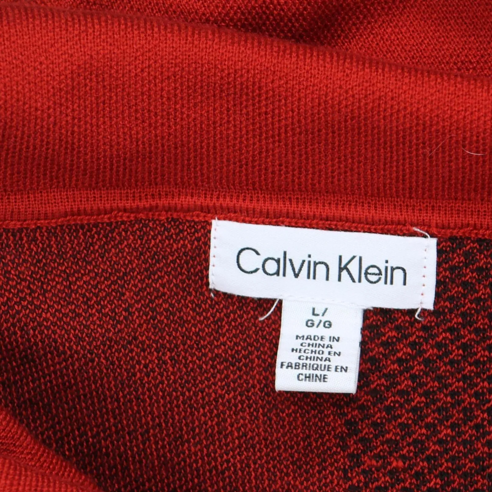 Calvin Klein Womens Lightweight Cowl Neck Pullover Sweater Red / Black L