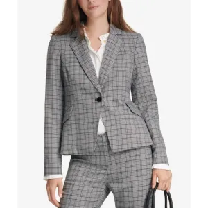 Calvin Klein Women's Petite‎ Plaid Single-Button Blazer size 2