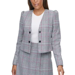 Calvin Klein Women's X-Fit Plaid Cropped Blazer Jacket